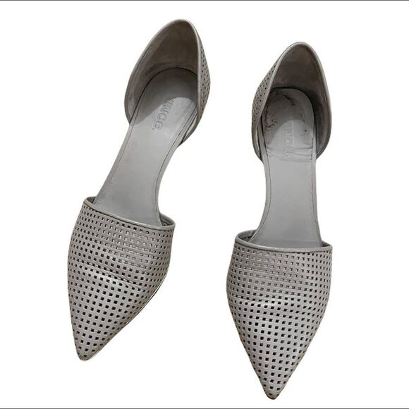Vince Aurelian Perforated Leather D'orsay Heel Gray 10 - Picture 2 of 6